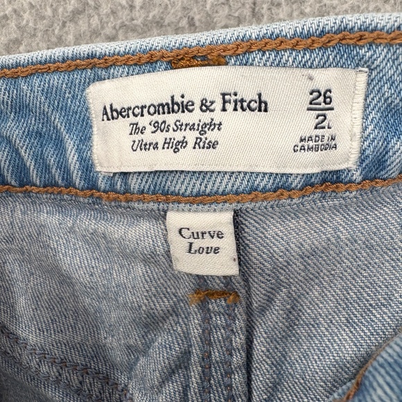 Abercrombie & Fitch The ’90s Straight Ultra High Rise Curve Love Jeans 26/2 LONG - Picture 12 of 12